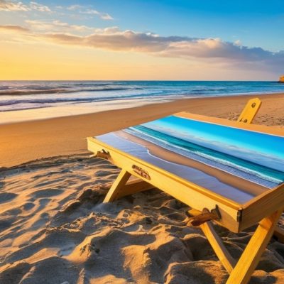 Photo canvas painting with beach
